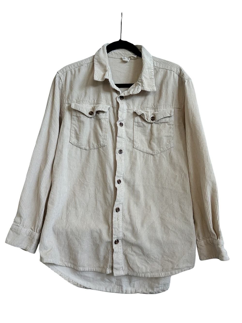 Roxy Cream Corduroy Button Down Long Sleeve Shirt Shacket Size S
